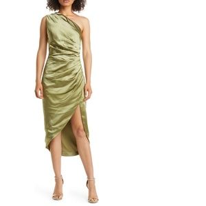 ELLIAT Cassini One-Shoulder Dress (Small in Eucalyptus)